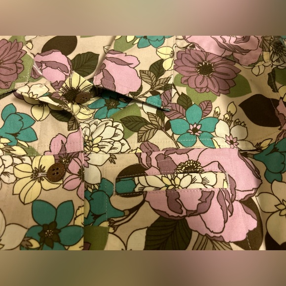 Floral Jacket Shirt Liz Claiborne Women’s Cotton Spandex Size 16 Pockets Long Sl - Picture 10 of 13